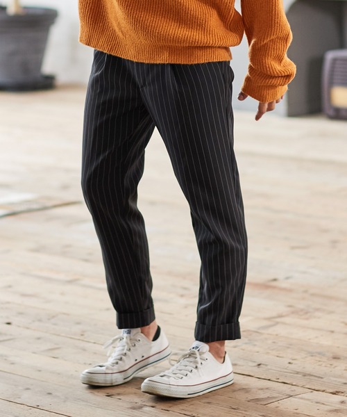 CAMBIO（カンビオ）の「mp10351-Pin Stripe Tight Tapered Roll Up Pants パンツ（その他パンツ・メンズ・ブラック・S/M/L）」の2枚目の写真