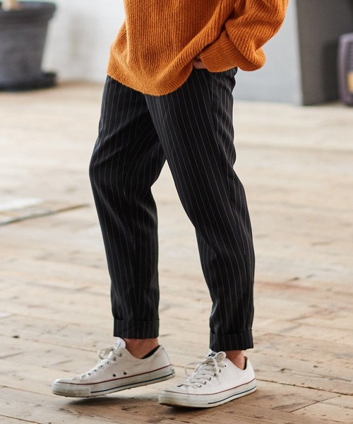 CAMBIO（カンビオ）の「mp10351-Pin Stripe Tight Tapered Roll Up Pants パンツ（その他パンツ・メンズ・ブラック・S/M/L）」の3枚目の写真