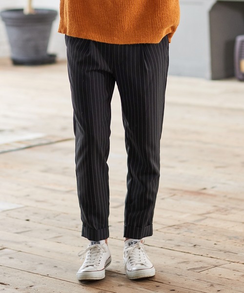 CAMBIO（カンビオ）の「mp10351-Pin Stripe Tight Tapered Roll Up Pants パンツ（その他パンツ・メンズ・ブラック・S/M/L）」の4枚目の写真