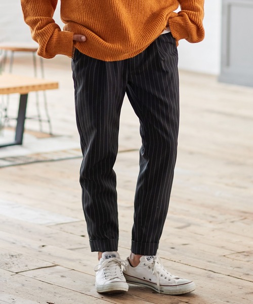 CAMBIO（カンビオ）の「mp10351-Pin Stripe Tight Tapered Roll Up Pants パンツ（その他パンツ・メンズ・ブラック・S/M/L）」の5枚目の写真