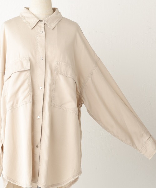 BEARDSLEY（ビアズリー）の「《FRIPIER》サイドスリットシャツ/テンセル（シャツ/ブラウス・レディース・カーキ/サンドベージュ・FREE）」の7枚目の写真