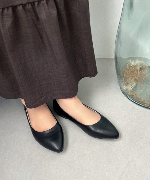 セール】ポインテッドトゥ フラット パンプス /R-4007（パンプス
