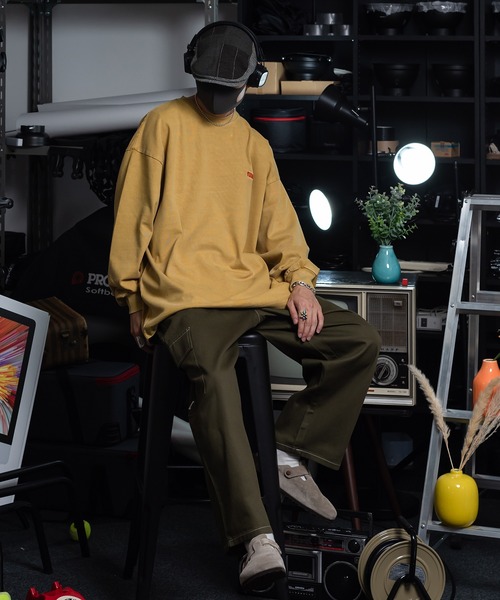 Perushu（ペルーシュ）の「ルーズヴィンテージ加工ワンポイントロンT（Tシャツ/カットソー・メンズ・ブラック/グレイッシュベージュ/イエロー/グリーン・LARGE/MEDIUM）」の21枚目の写真