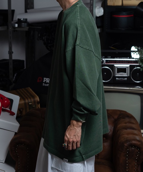 Perushu（ペルーシュ）の「ルーズヴィンテージ加工ワンポイントロンT（Tシャツ/カットソー・メンズ・ブラック/グレイッシュベージュ/イエロー/グリーン・LARGE/MEDIUM）」の20枚目の写真