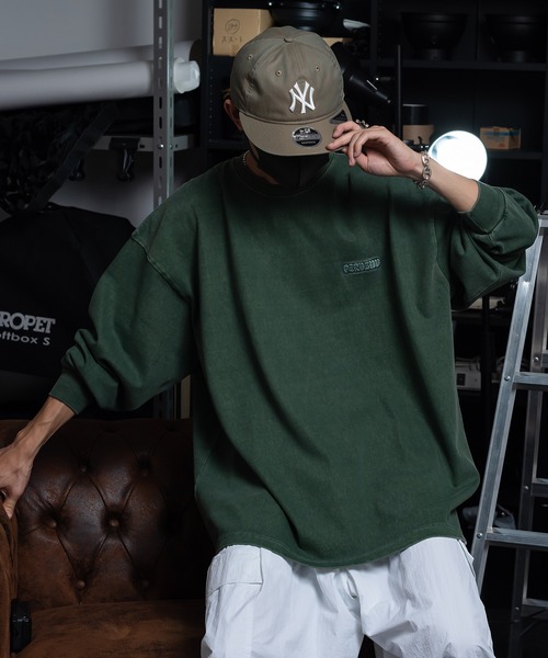 Perushu（ペルーシュ）の「ルーズヴィンテージ加工ワンポイントロンT（Tシャツ/カットソー・メンズ・ブラック/グレイッシュベージュ/イエロー/グリーン・LARGE/MEDIUM）」の8枚目の写真