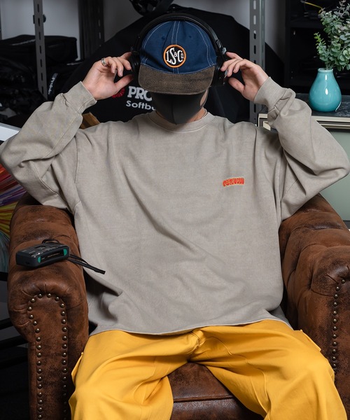 ルーズヴィンテージ加工ワンポイントロンT（Tシャツ/カットソー