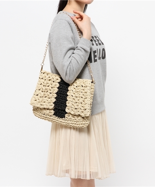 SHIPS for women（シップスフォーウィメン）の「★★【Steady.6月号掲載】 2WAY チェーン ショルダーバッグ（ショルダーバッグ・レディース・ブラック/ナチュラル・ONE SIZE）」の11枚目の写真