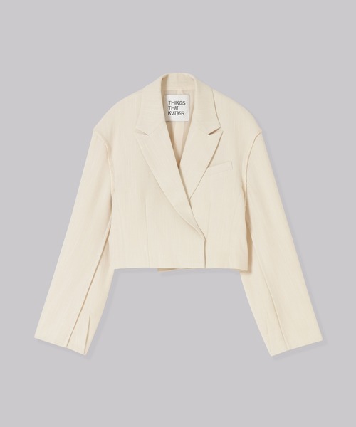 THINGS THAT MATTER（シングス ザット マター）の「THINGS THAT MATTER HERRINGBONE TWEED  CROPPED JACKET (ARCHIVE COLLECTION)（テーラードジャケット・レディース・アイボリー/ブラウン・FREE）」の3枚目の写真