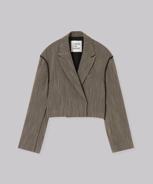 THINGS THAT MATTER（シングス ザット マター）の「THINGS THAT MATTER HERRINGBONE TWEED  CROPPED JACKET (ARCHIVE COLLECTION)（テーラードジャケット・レディース・アイボリー/ブラウン・FREE）」の14枚目の写真