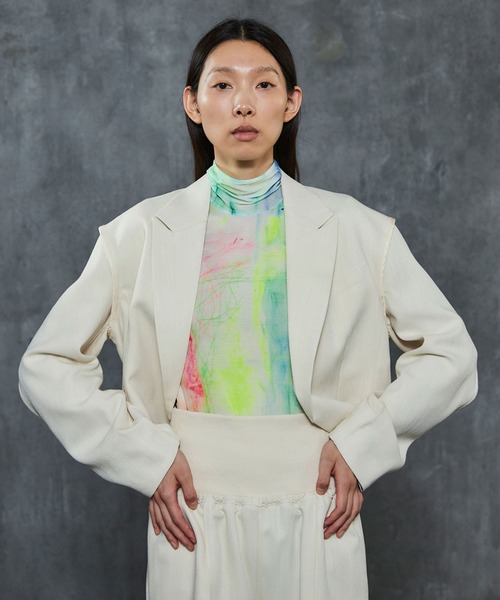 THINGS THAT MATTER（シングス ザット マター）の「THINGS THAT MATTER HERRINGBONE TWEED  CROPPED JACKET (ARCHIVE COLLECTION)（テーラードジャケット・レディース・アイボリー/ブラウン・FREE）」の4枚目の写真