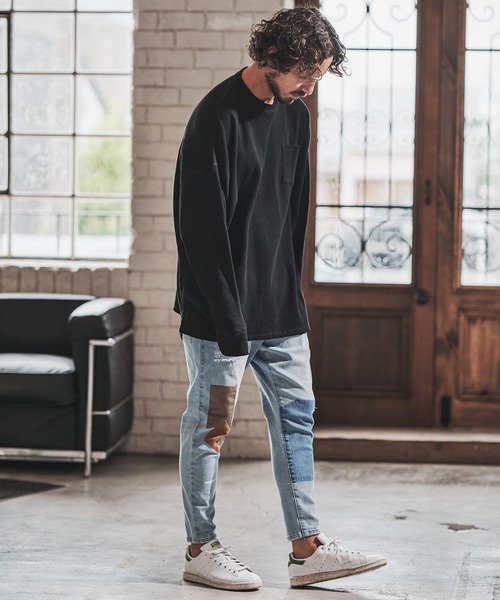 FACTOTUM(ファクトタム)の「mlt3973- Stitch Color Scheme & Long Length Waffle Long-sleeve T-Shirt カットソー(Tシャツ/カットソー・メンズ・ライトカーキ/ホワイト/ブラック・46/44/48)」の11枚目の写真