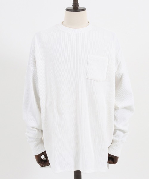 FACTOTUM(ファクトタム)の「mlt3973- Stitch Color Scheme & Long Length Waffle Long-sleeve T-Shirt カットソー(Tシャツ/カットソー・メンズ・ライトカーキ/ホワイト/ブラック・46/44/48)」の22枚目の写真