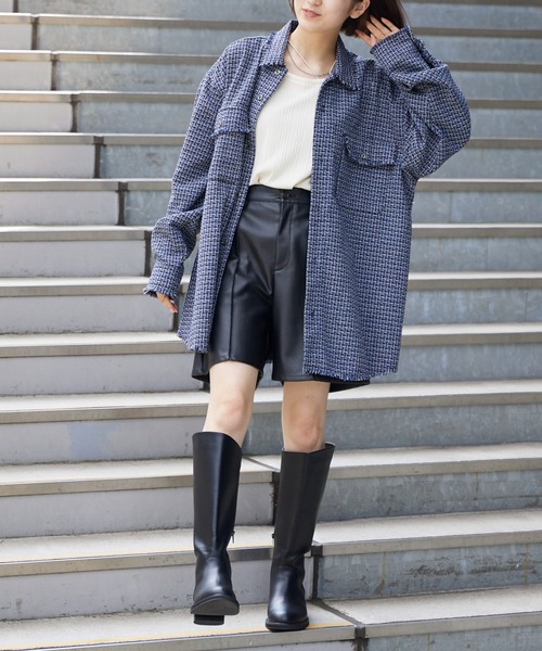 CIAOPANIC TYPY（チャオパニックティピー）の「ファンシーツイードフリンジオーバーシャツジャケット（シャツ/ブラウス・メンズ・レッド/オフホワイト/ブルー・ONE SIZE）」の8枚目の写真