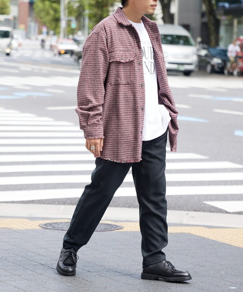 CIAOPANIC TYPY（チャオパニックティピー）の「ファンシーツイードフリンジオーバーシャツジャケット（シャツ/ブラウス・メンズ・レッド/オフホワイト/ブルー・ONE SIZE）」の11枚目の写真