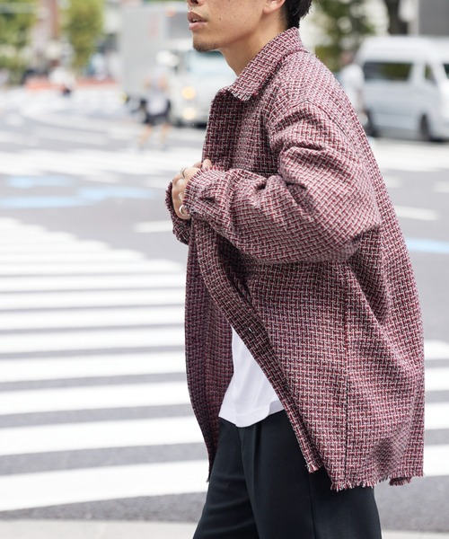 CIAOPANIC TYPY（チャオパニックティピー）の「ファンシーツイードフリンジオーバーシャツジャケット（シャツ/ブラウス・メンズ・レッド/オフホワイト/ブルー・ONE SIZE）」の12枚目の写真