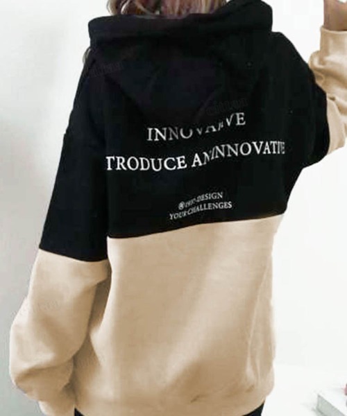 Dalfwin(ダールフィン)の「2023AW 秋冬新作 韓国ファッション スウェット フーディ レディース INNOVATIVE配色フーディー パーカー ビッグシルエット オーバーサイズ 男女兼用 ペア(パーカー・レディース・ブラウン/グリーン/ブラック・FREE)」の7枚目の写真