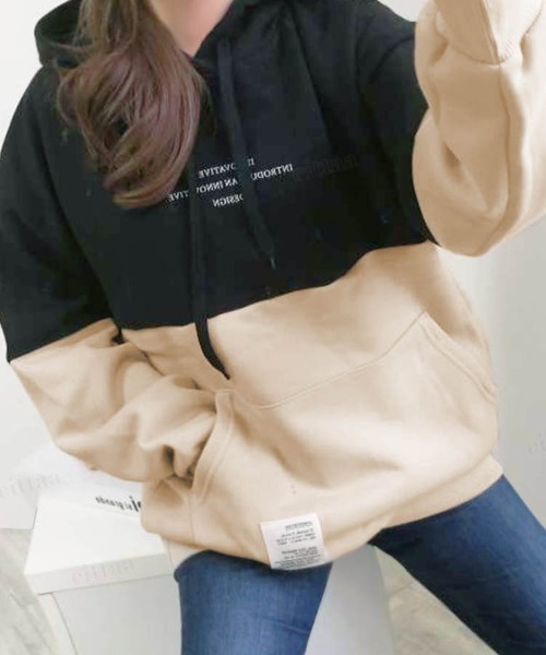 Dalfwin(ダールフィン)の「2023AW 秋冬新作 韓国ファッション スウェット フーディ レディース INNOVATIVE配色フーディー パーカー ビッグシルエット オーバーサイズ 男女兼用 ペア(パーカー・レディース・ブラウン/グリーン/ブラック・FREE)」の6枚目の写真