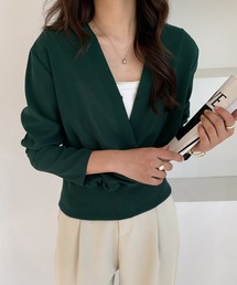 リブ切替カシュクールブラウス