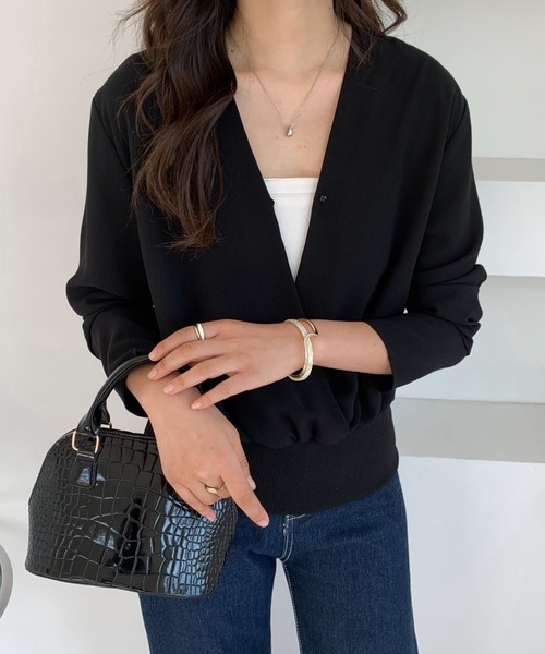 ABITOKYO（アビトーキョー）の「リブ切替カシュクールブラウス（シャツ/ブラウス・レディース・ブラック/ブラウン/グリーン/ネイビー・M/L）」の16枚目の写真