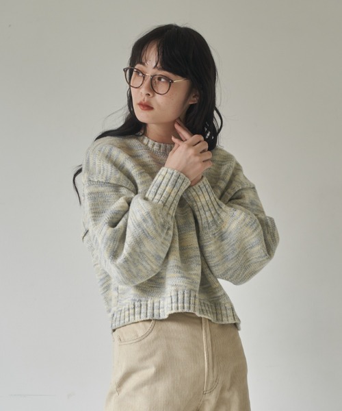 idem(イデム)の「【ZOZOTOWN限定】gradation volume sleeve knit/グラデーションボリューム袖ニット(ニット/セーター・レディース・アイボリー/マルチ/カーキ・FREE)」の2枚目の写真
