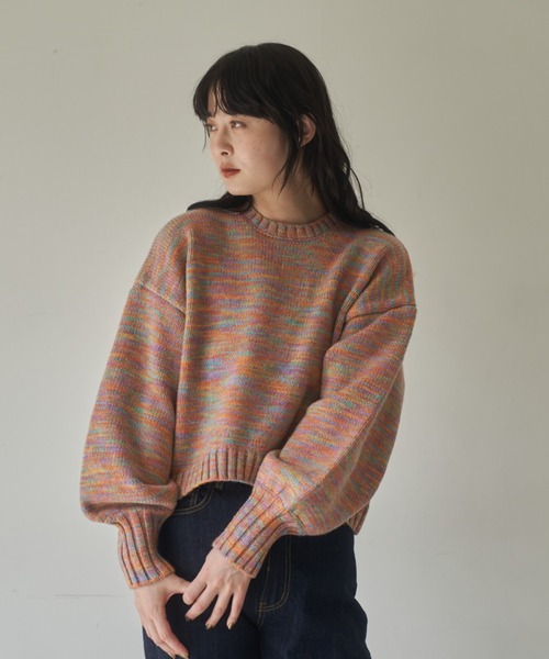 idem(イデム)の「【ZOZOTOWN限定】gradation volume sleeve knit/グラデーションボリューム袖ニット(ニット/セーター・レディース・アイボリー/マルチ/カーキ・FREE)」の3枚目の写真