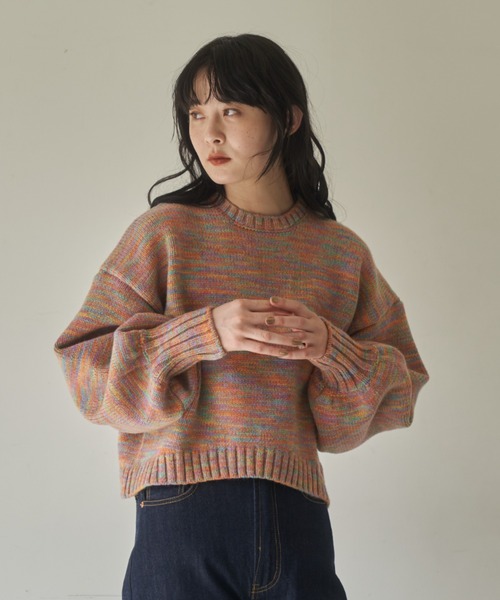 idem(イデム)の「【ZOZOTOWN限定】gradation volume sleeve knit/グラデーションボリューム袖ニット(ニット/セーター・レディース・アイボリー/マルチ/カーキ・FREE)」の19枚目の写真