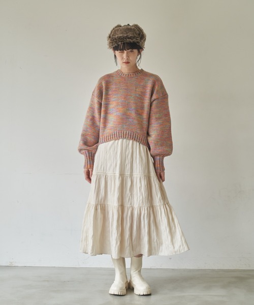 idem(イデム)の「【ZOZOTOWN限定】gradation volume sleeve knit/グラデーションボリューム袖ニット(ニット/セーター・レディース・アイボリー/マルチ/カーキ・FREE)」の7枚目の写真