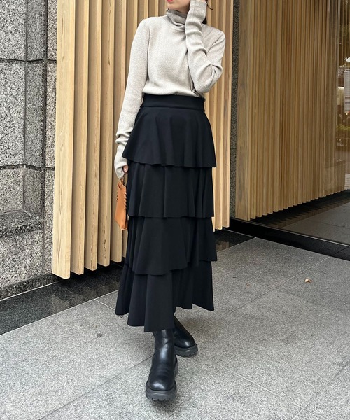 CAPRICIEUX LE'MAGE（カプリシューレマージュ）の「Iラインティアードスカート（スカート・レディース・ブラウン/ブラック・FREE）」の16枚目の写真