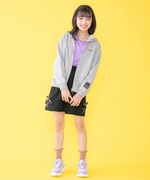 JENNI belle（ジェニィベル）の「【WEB限定】裏起毛ストレッチレースアップスカート（スカート・キッズ・ブラック/パープル/チェック・150cm/130cm/140cm/160cm）」の12枚目の写真