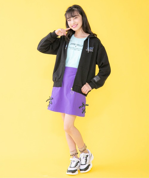 JENNI belle（ジェニィベル）の「【WEB限定】裏起毛ストレッチレースアップスカート（スカート・キッズ・ブラック/パープル/チェック・150cm/130cm/140cm/160cm）」の18枚目の写真
