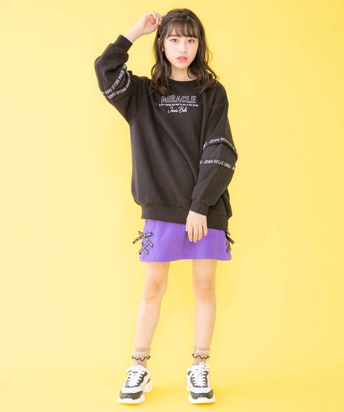 JENNI belle（ジェニィベル）の「【WEB限定】裏起毛ストレッチレースアップスカート（スカート・キッズ・ブラック/パープル/チェック・150cm/130cm/140cm/160cm）」の15枚目の写真