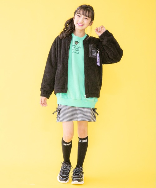 JENNI belle（ジェニィベル）の「【WEB限定】裏起毛ストレッチレースアップスカート（スカート・キッズ・ブラック/パープル/チェック・150cm/130cm/140cm/160cm）」の7枚目の写真