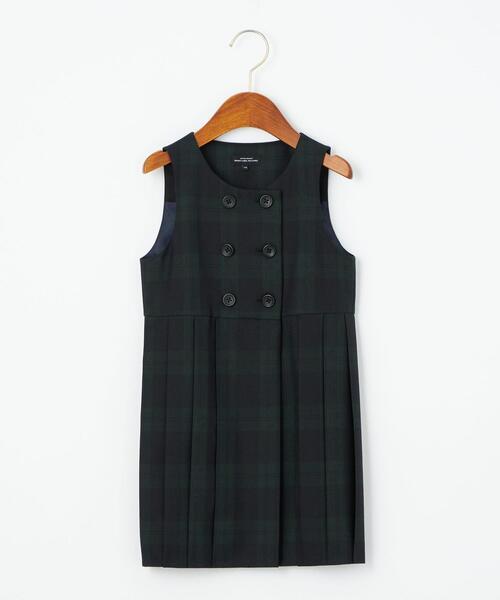 green label relaxing(グリーンレーベルリラクシング)の「T/W ブラックウォッチ ジャンパースカート(ワンピース・キッズ・ダークグリーン・110cm/120cm/130cm)」の2枚目の写真