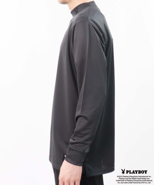 PLAYBOY（プレイボーイ）の「PLAYBOY鹿の子モックネック長袖（Tシャツ/カットソー・メンズ・ブラック/ホワイト/チャコール・M/L/XL）」の5枚目の写真