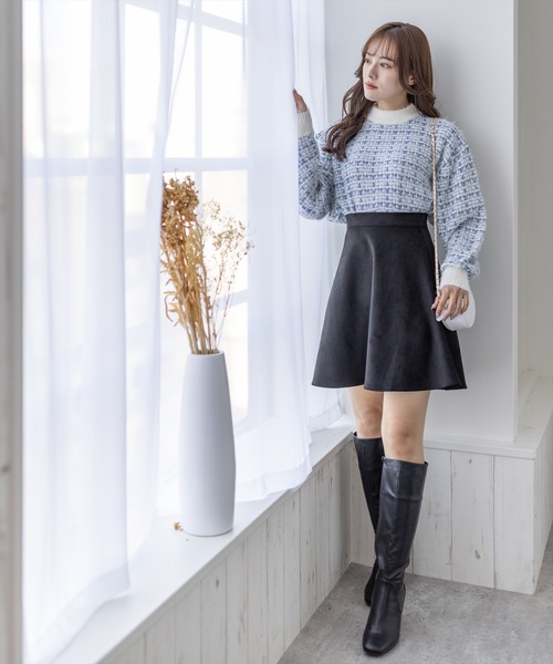 clear（クリア）の「フェザーツイードプルオーバーニットトップス（ニット/セーター・レディース・ピンク/イエロー/ブルー/ブラック・F）」の12枚目の写真