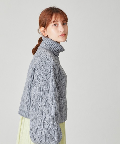 acro（アクロ）の「ショート丈ケーブルニットプルオーバー/AC2503（ニット/セーター・レディース・ベージュ/グレー/グリーン/ブルー/オレンジ・ﾌﾘ-）」の8枚目の写真