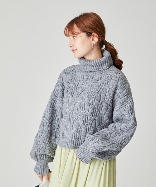 acro（アクロ）の「ショート丈ケーブルニットプルオーバー/AC2503（ニット/セーター・レディース・ベージュ/グレー/グリーン/ブルー/オレンジ・ﾌﾘ-）」の22枚目の写真