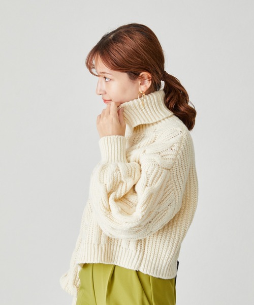 acro（アクロ）の「ショート丈ケーブルニットプルオーバー/AC2503（ニット/セーター・レディース・ベージュ/グレー/グリーン/ブルー/オレンジ・ﾌﾘ-）」の10枚目の写真