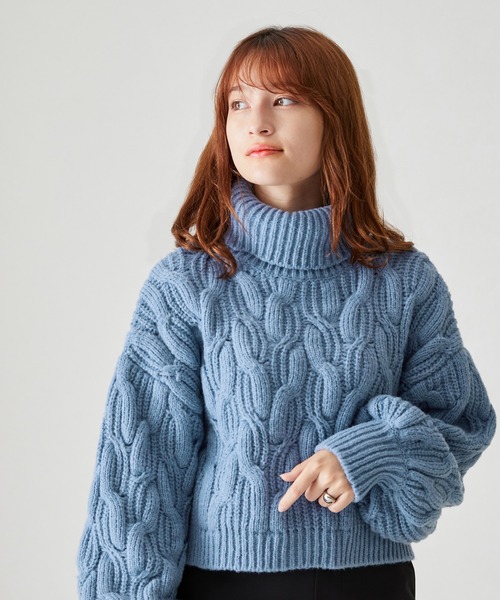 acro（アクロ）の「ショート丈ケーブルニットプルオーバー/AC2503（ニット/セーター・レディース・ベージュ/グレー/グリーン/ブルー/オレンジ・ﾌﾘ-）」の15枚目の写真