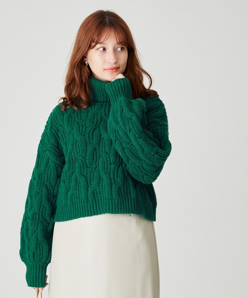 acro（アクロ）の「ショート丈ケーブルニットプルオーバー/AC2503（ニット/セーター・レディース・ベージュ/グレー/グリーン/ブルー/オレンジ・ﾌﾘ-）」の11枚目の写真