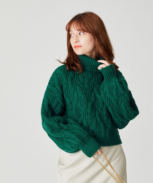 acro（アクロ）の「ショート丈ケーブルニットプルオーバー/AC2503（ニット/セーター・レディース・ベージュ/グレー/グリーン/ブルー/オレンジ・ﾌﾘ-）」の13枚目の写真