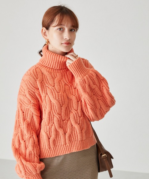 acro（アクロ）の「ショート丈ケーブルニットプルオーバー/AC2503（ニット/セーター・レディース・ベージュ/グレー/グリーン/ブルー/オレンジ・ﾌﾘ-）」の20枚目の写真