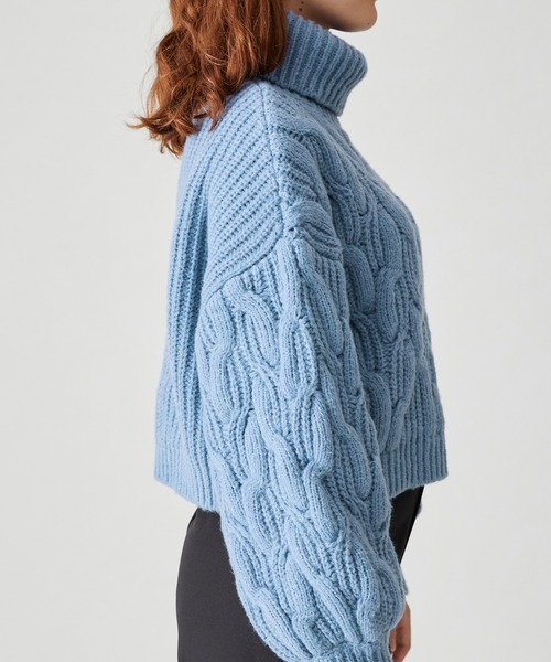 acro（アクロ）の「ショート丈ケーブルニットプルオーバー/AC2503（ニット/セーター・レディース・ベージュ/グレー/グリーン/ブルー/オレンジ・ﾌﾘ-）」の17枚目の写真