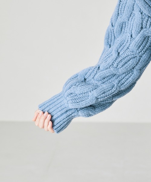 acro（アクロ）の「ショート丈ケーブルニットプルオーバー/AC2503（ニット/セーター・レディース・ベージュ/グレー/グリーン/ブルー/オレンジ・ﾌﾘ-）」の18枚目の写真