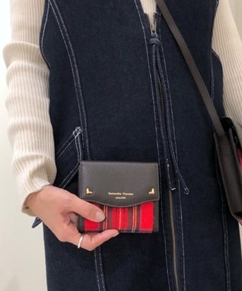 チェック柄 折財布