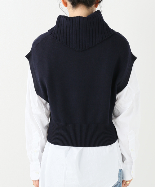 ロエフ 22AW ネックウォーマー付きベスト ニット フレンチスリーブ ウール セール】【LOEFF/ロエフ】ネックウォーマー付きベスト（ニット
