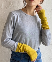 She's Closet（シーズクローゼット）の「袖口異素材切り替えアームウォーマー風長袖シアーカットソートップス（Tシャツ/カットソー）」