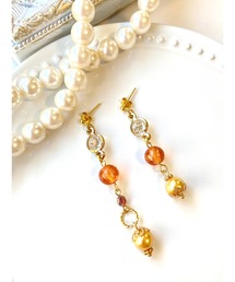 【MUURABBTI】ブラウンのロングピアス(MA)