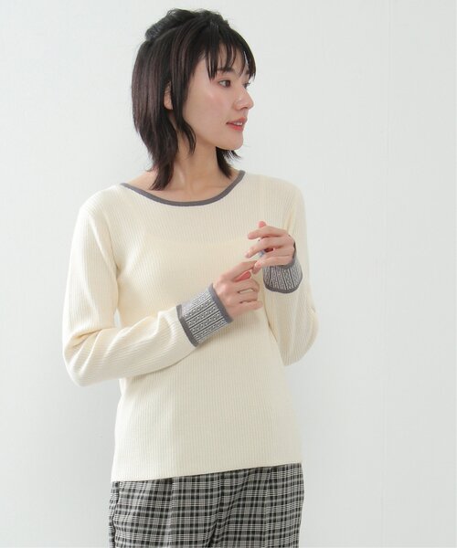LBC（エルビーシー）の「【ZOZO限定】袖ジャカードリブニット（ニット/セーター・レディース・オフホワイト/ブラック・M/L）」の21枚目の写真