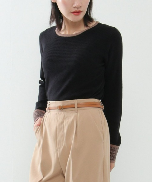 LBC（エルビーシー）の「【ZOZO限定】袖ジャカードリブニット（ニット/セーター・レディース・オフホワイト/ブラック・M/L）」の15枚目の写真